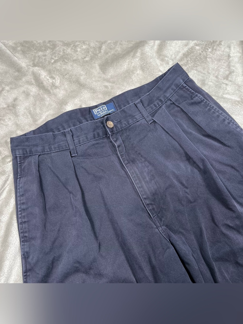 Vintage Polo Ralph Lauren Pleated Pants Mens 30x29 Blue Made in USA Baggy Preppy